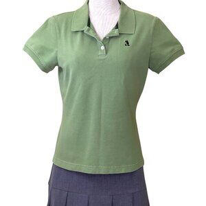 Disney Embroidered Mickey Mouse Olive Green Short Sleeve Collared Polo Top Sz M